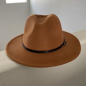 Brown Wide Brim Fedora Hat
